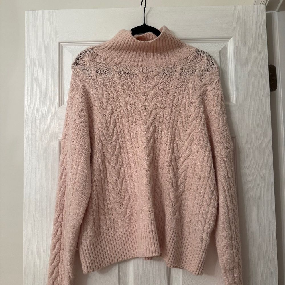 Abercrombie Kids Light Pink Cable Knit Turtleneck Sweater
